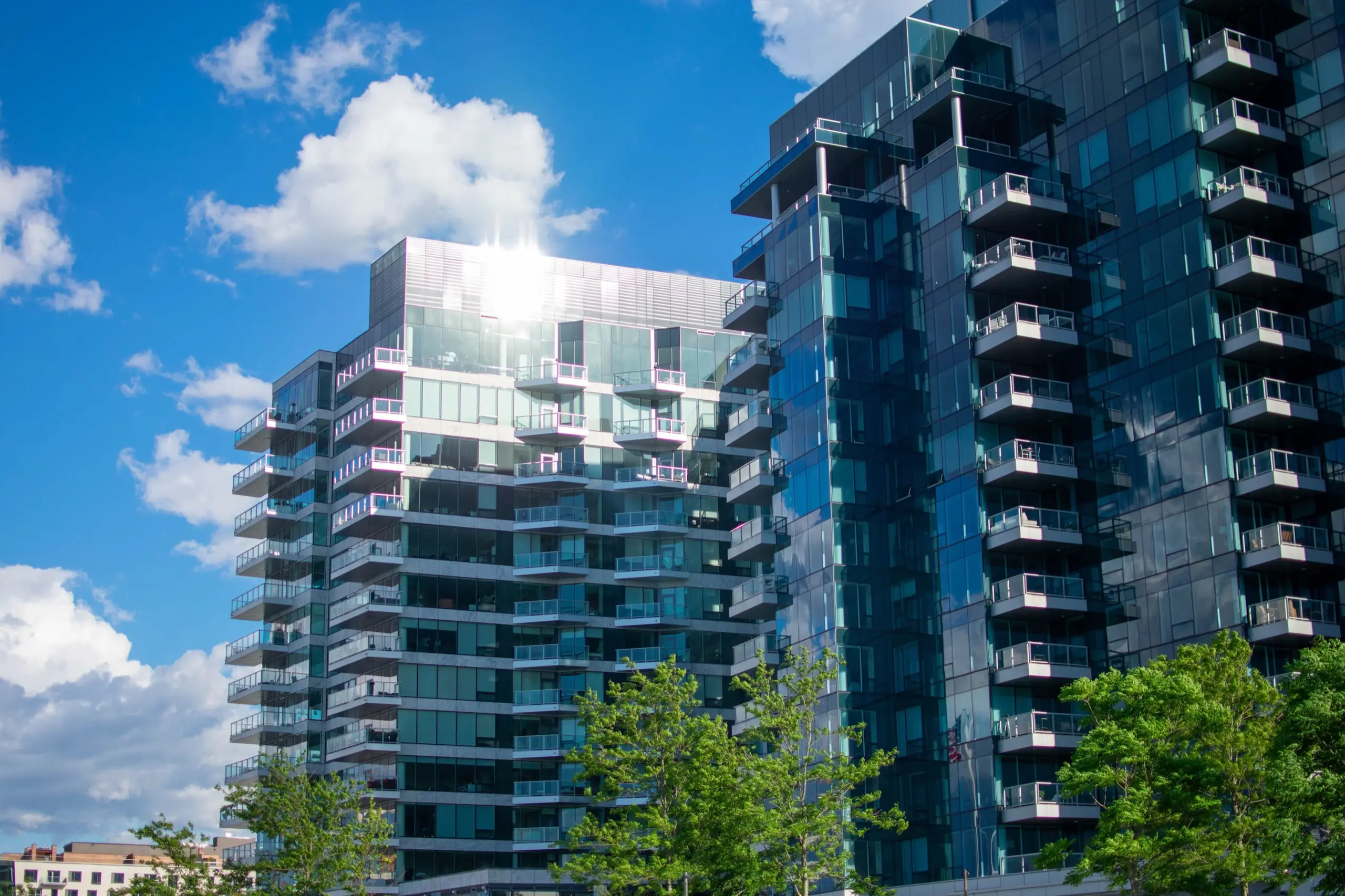 Two condo buildings beside eachother